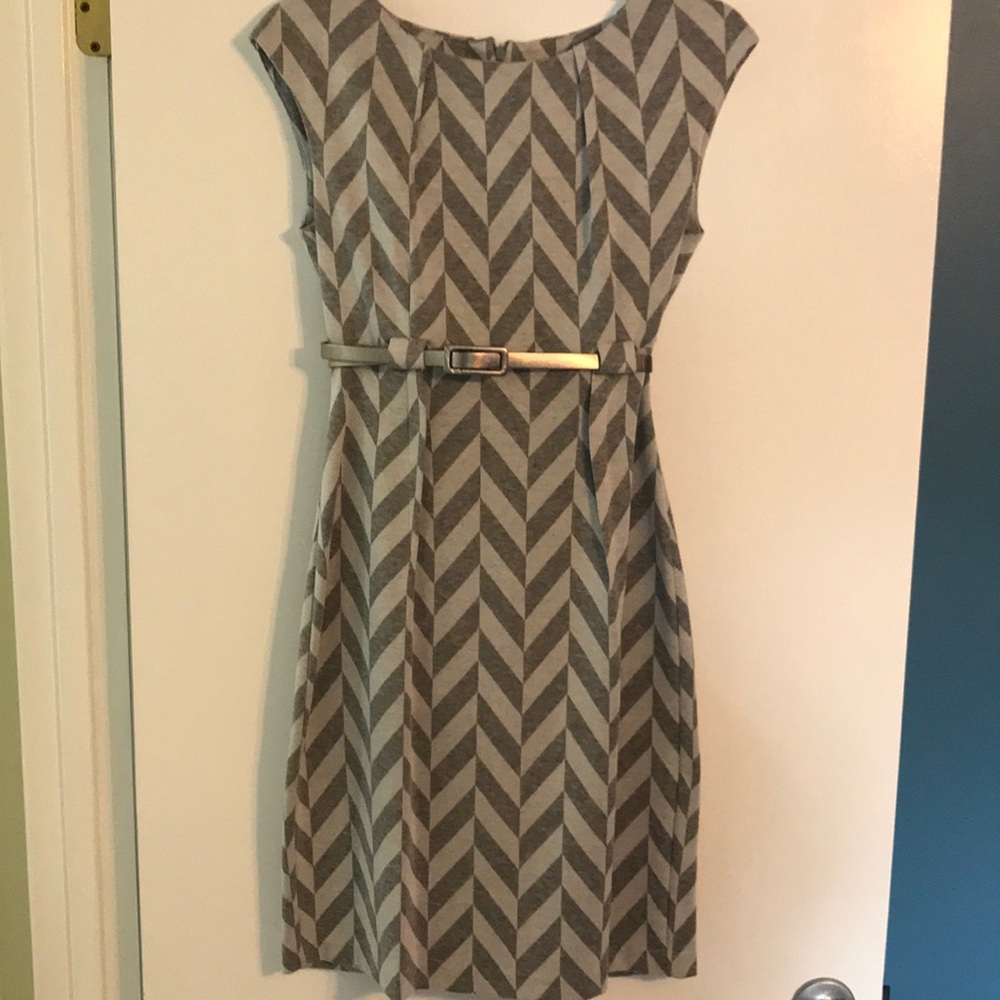 Gray and Silver Chevron Business Dress